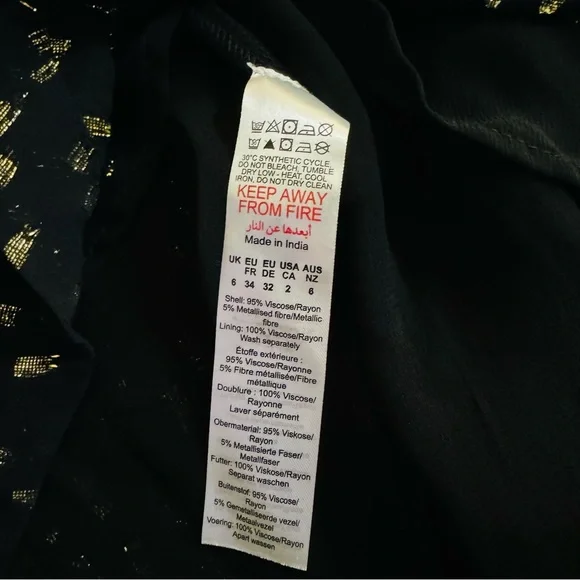 NWT | Nasty Gal | Black & Gold Spot Strappy Smock Mini Dress | Size XS - Picture 10 of 10